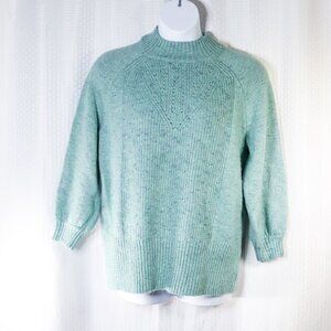 LC Lauren Conrad size L green marled wool blend 3/4 dolman sleeve sweater